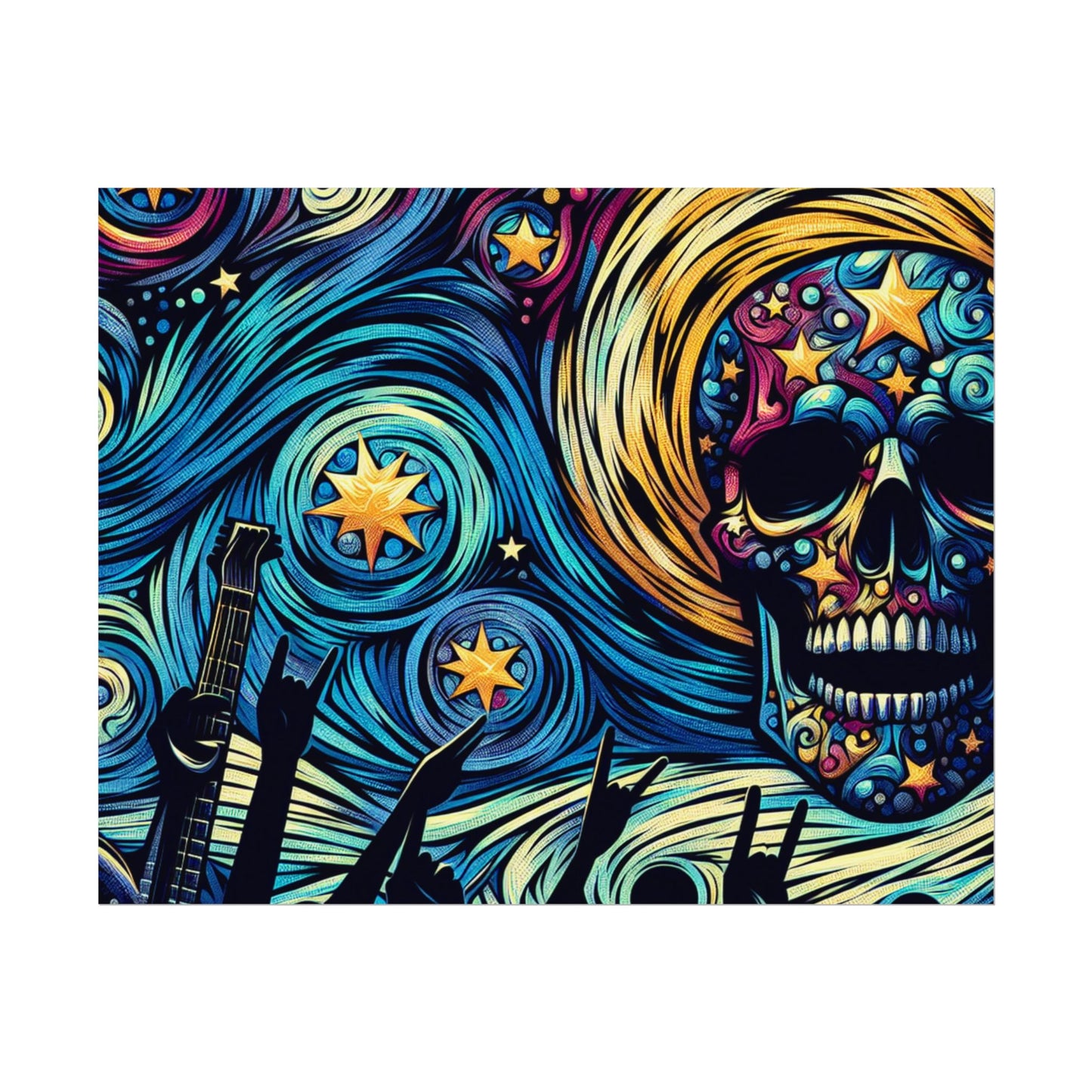 Midnight Rock N Roll Textured Watercolor Matte Posters