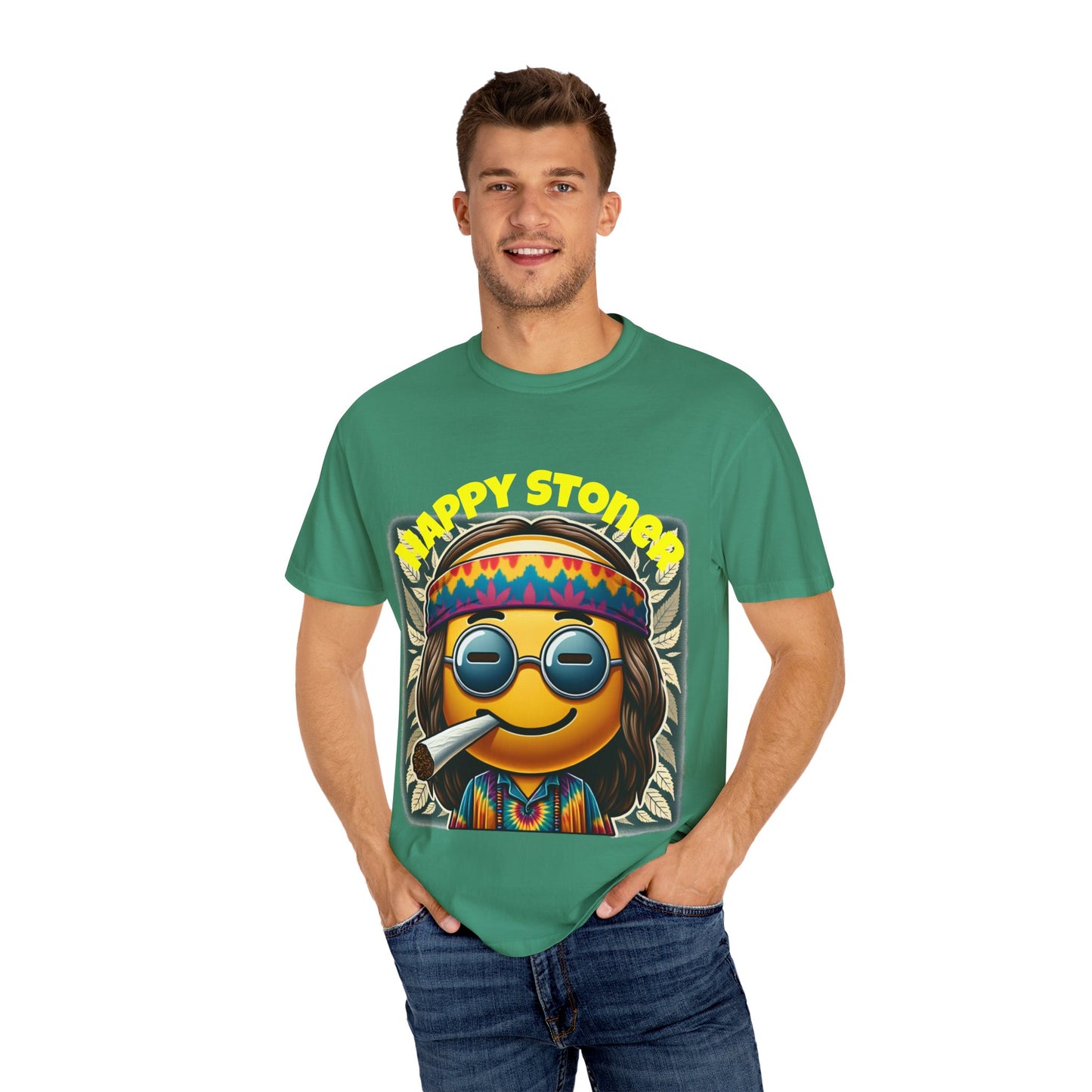 Happy Stoner Unisex Garment-Dyed T-Shirt | Chill Vibe Tee for Budding Enthusiasts