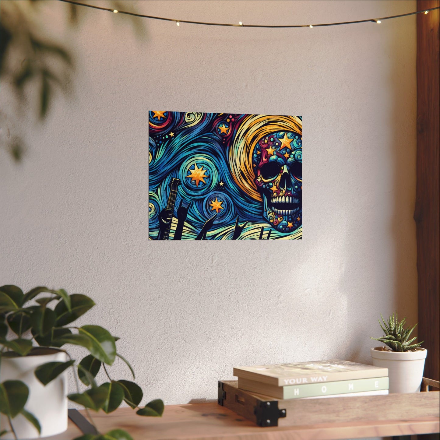 Midnight Rock N Roll Textured Watercolor Matte Posters