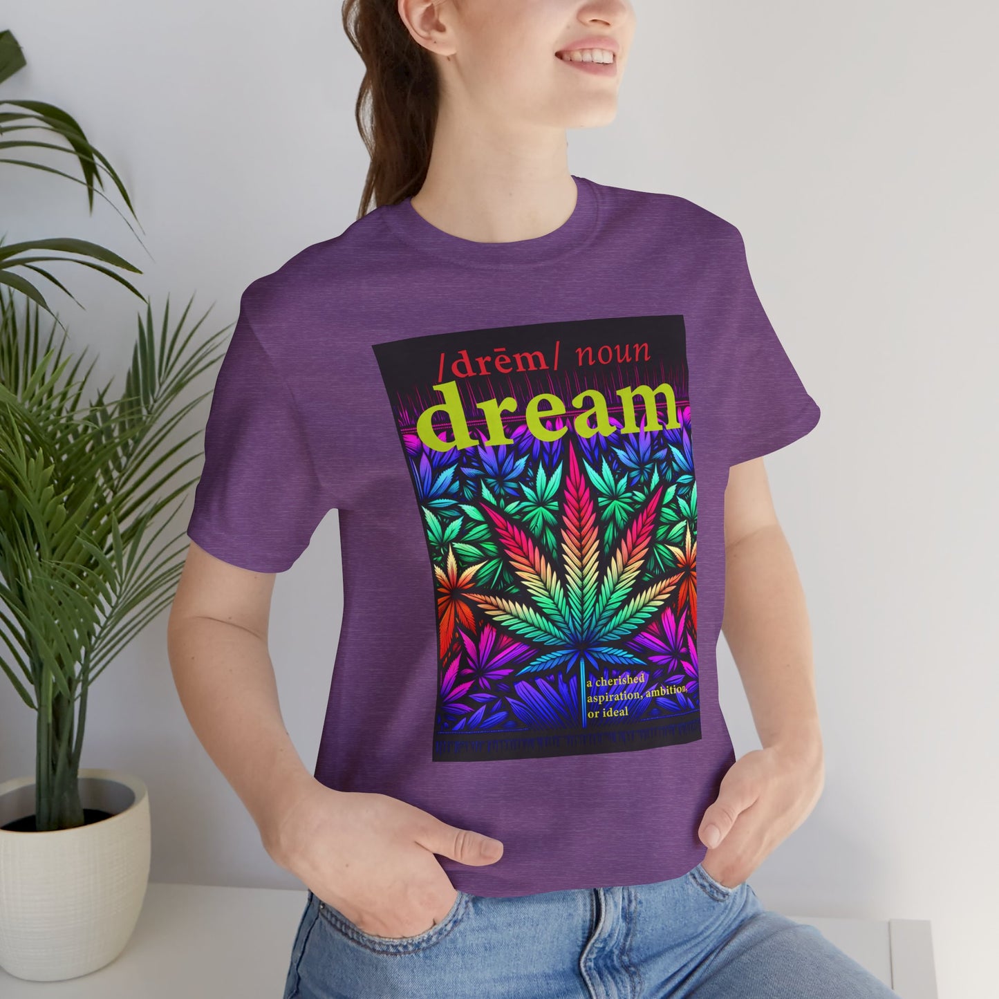 Dream Inspired Unisex Jersey Tee - Vibrant Cannabis Graphic T-Shirt