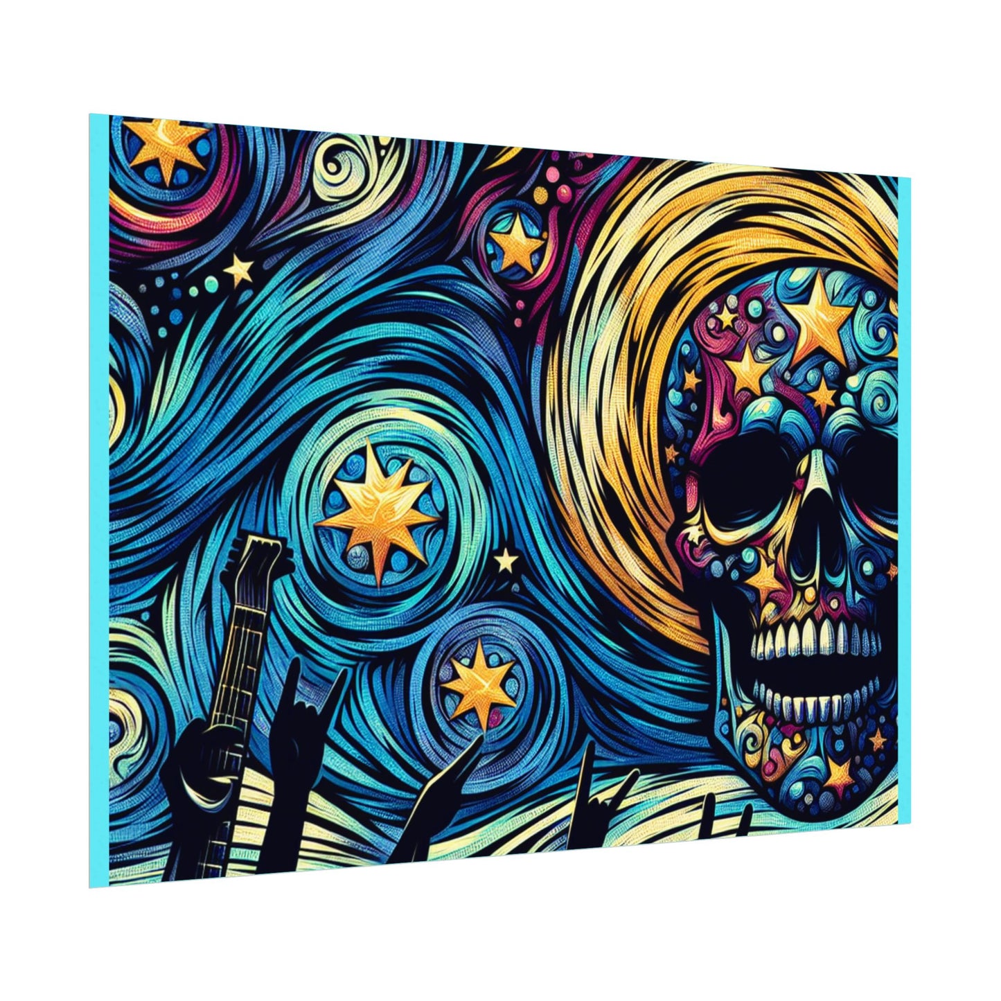Midnight Rock N Roll Textured Watercolor Matte Posters