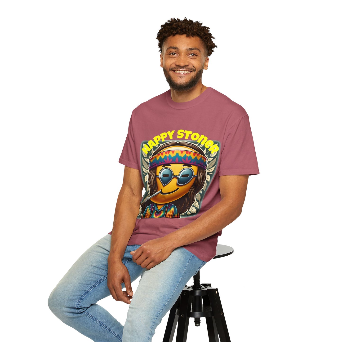 Happy Stoner Unisex Garment-Dyed T-Shirt | Chill Vibe Tee for Budding Enthusiasts