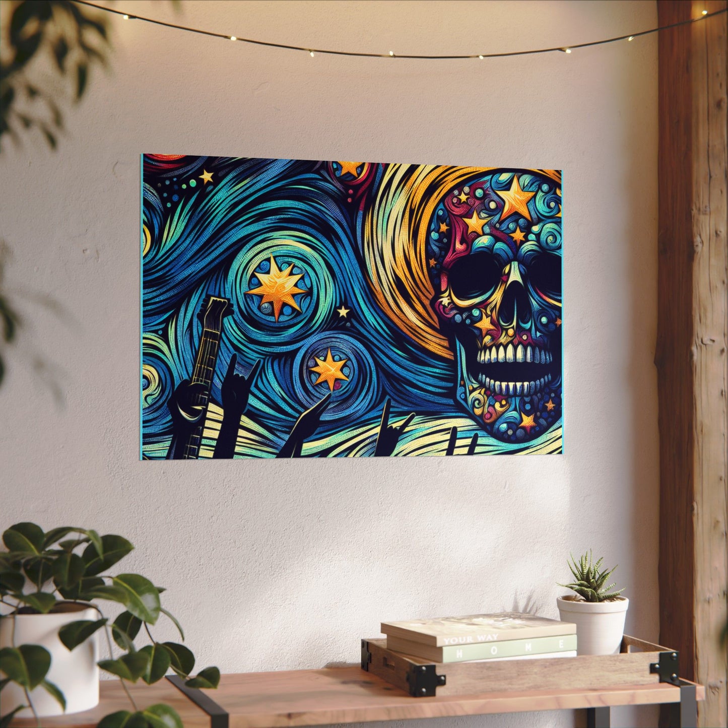 Midnight Rock N Roll Textured Watercolor Matte Posters