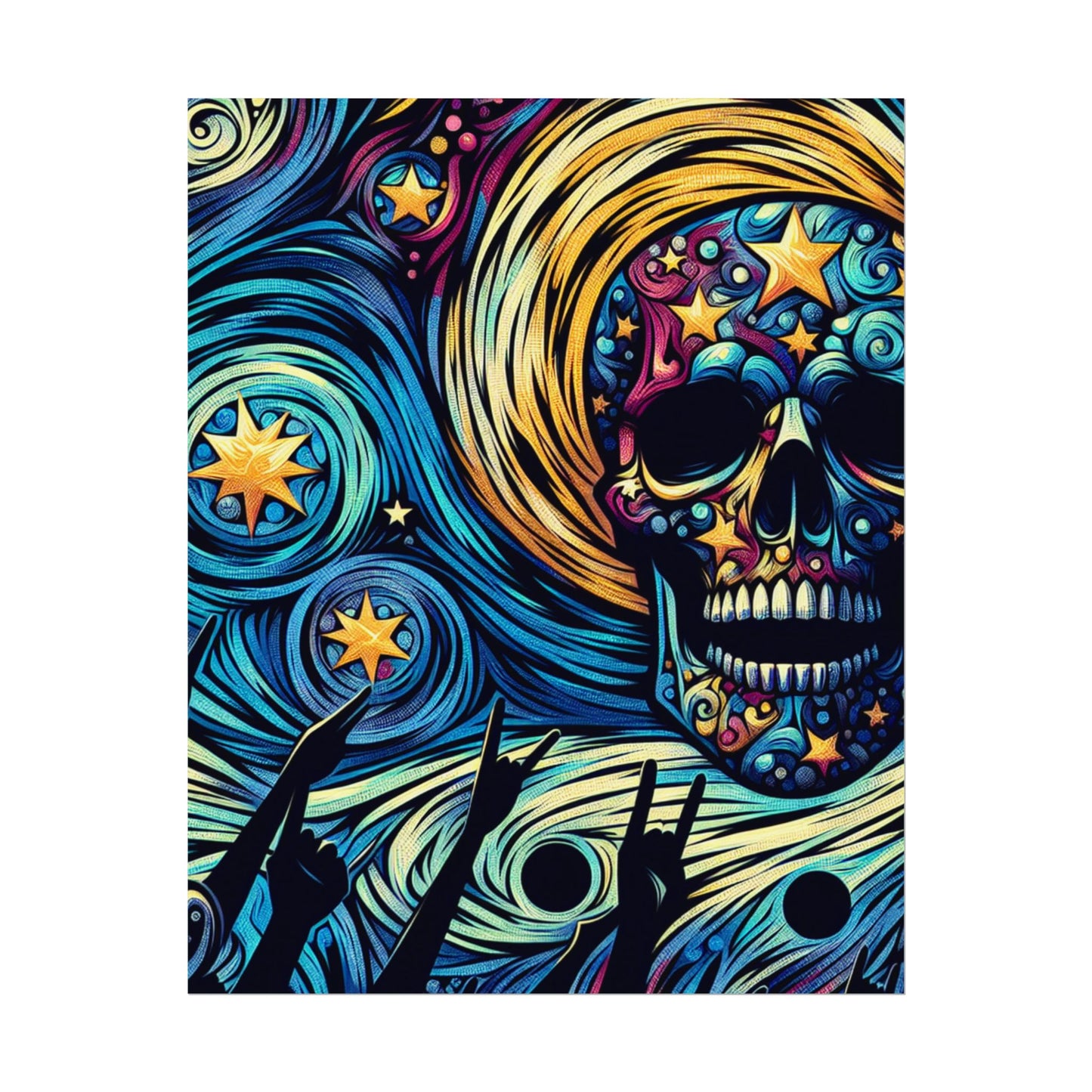 Midnight Rock N Roll Textured Watercolor Matte Posters