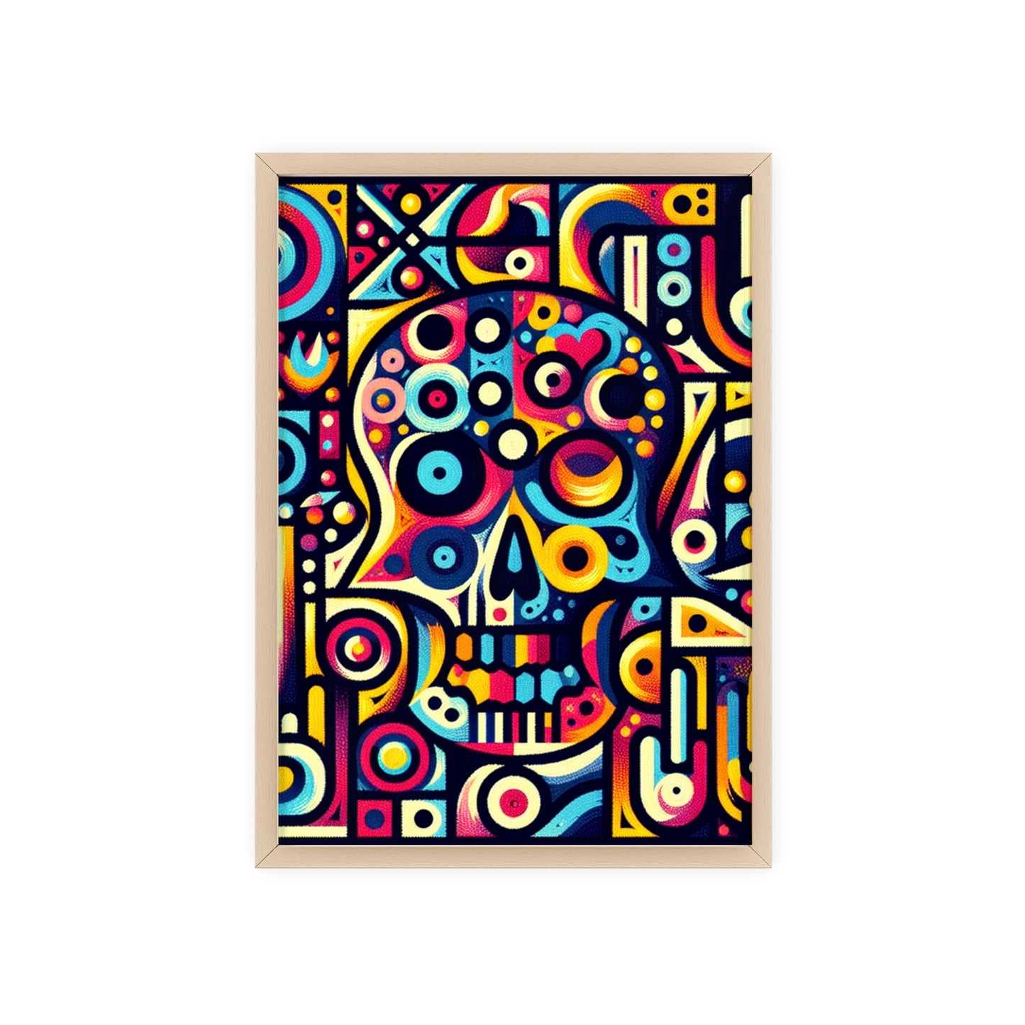 Skull Rock N Roll Posters with Wooden Frame