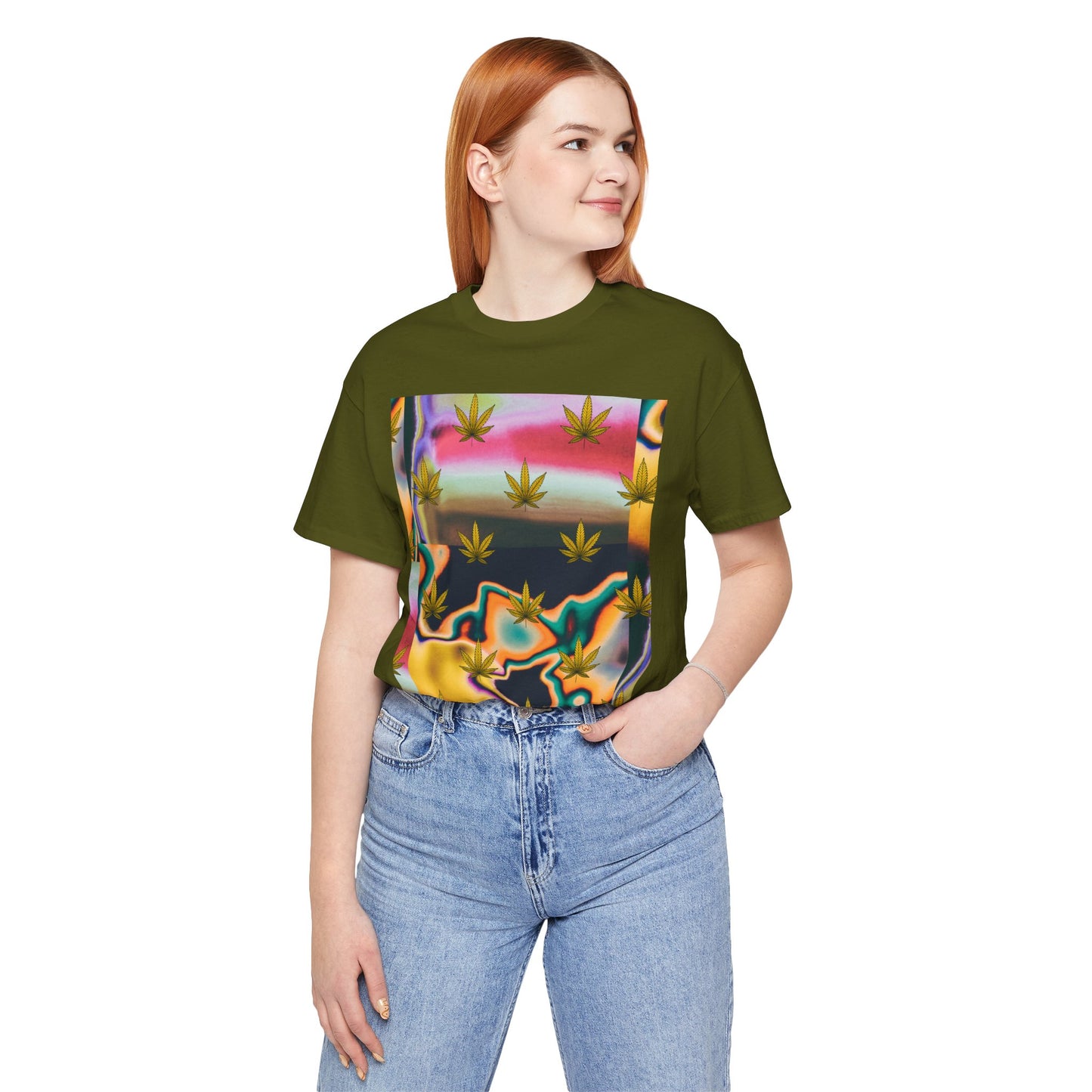 Vibrant Leaf Graphic Tee - Unisex Jersey Short Sleeve T-Shirt