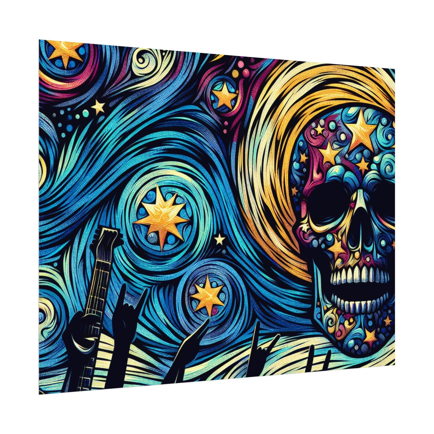 Midnight Rock N Roll Textured Watercolor Matte Posters