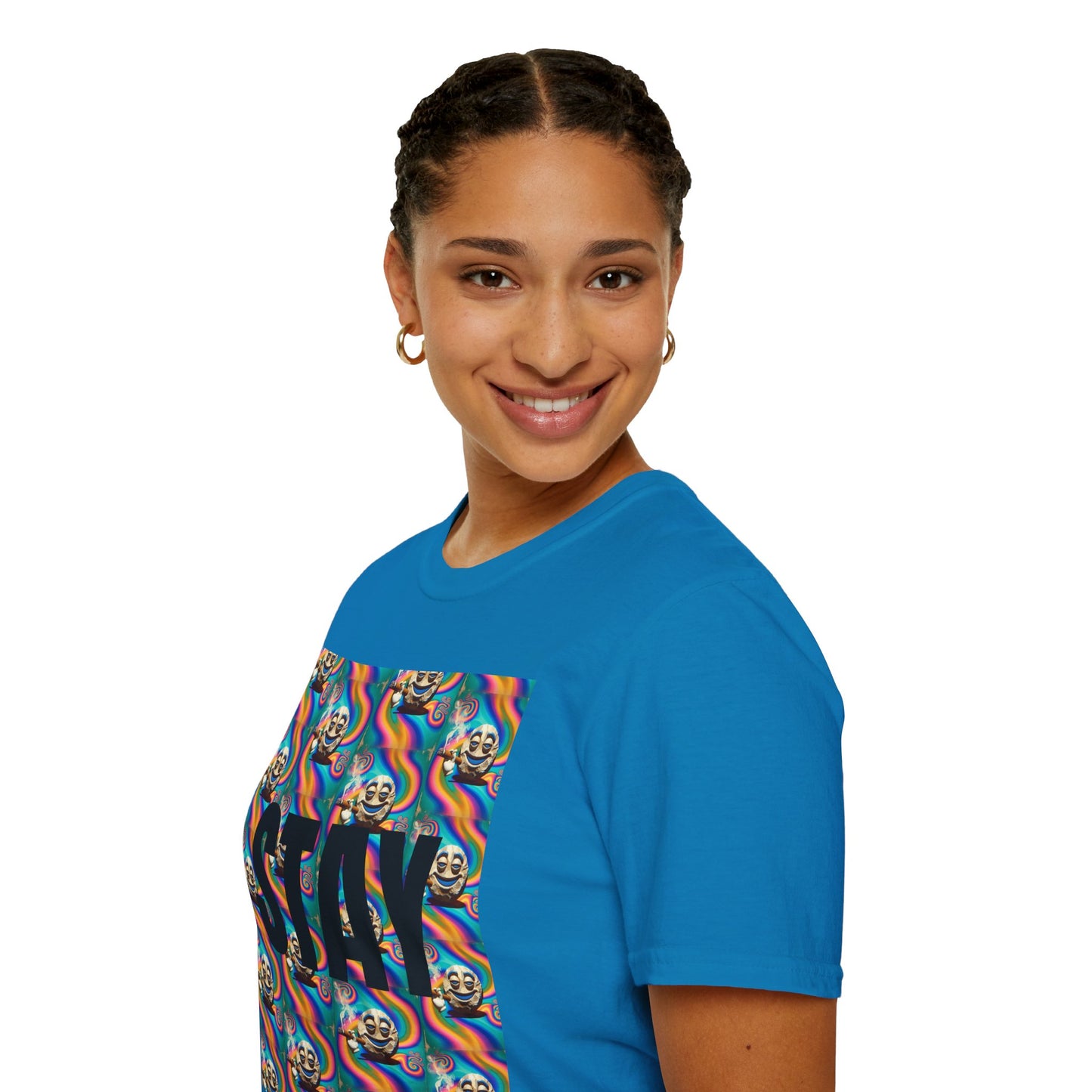 Stay Stoned Unisex Softstyle T-Shirt - Retro Vibe Graphic Tee for Fun Gatherings
