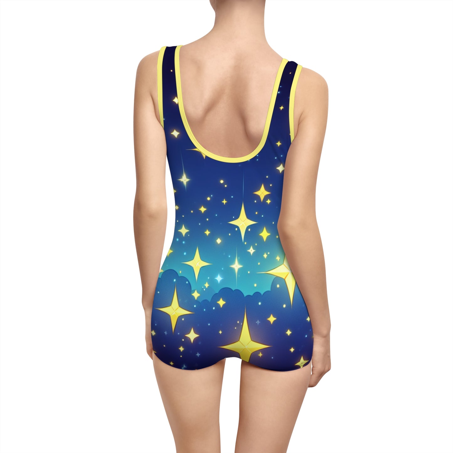 Women's Vintage Starry Night Swimsuit - Retro Style Swimwear for Beach Days