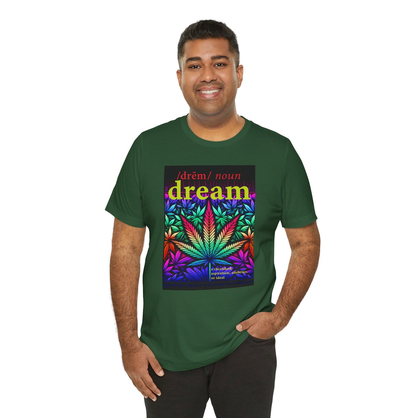 Dream Inspired Unisex Jersey Tee - Vibrant Cannabis Graphic T-Shirt