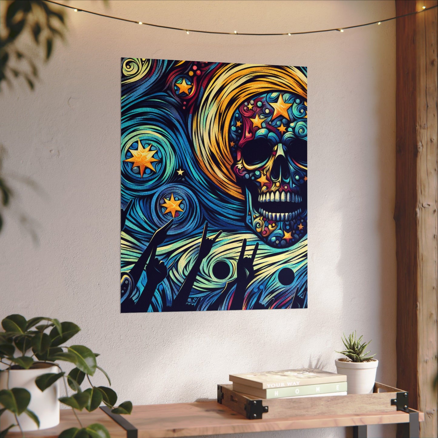 Midnight Rock N Roll Textured Watercolor Matte Posters