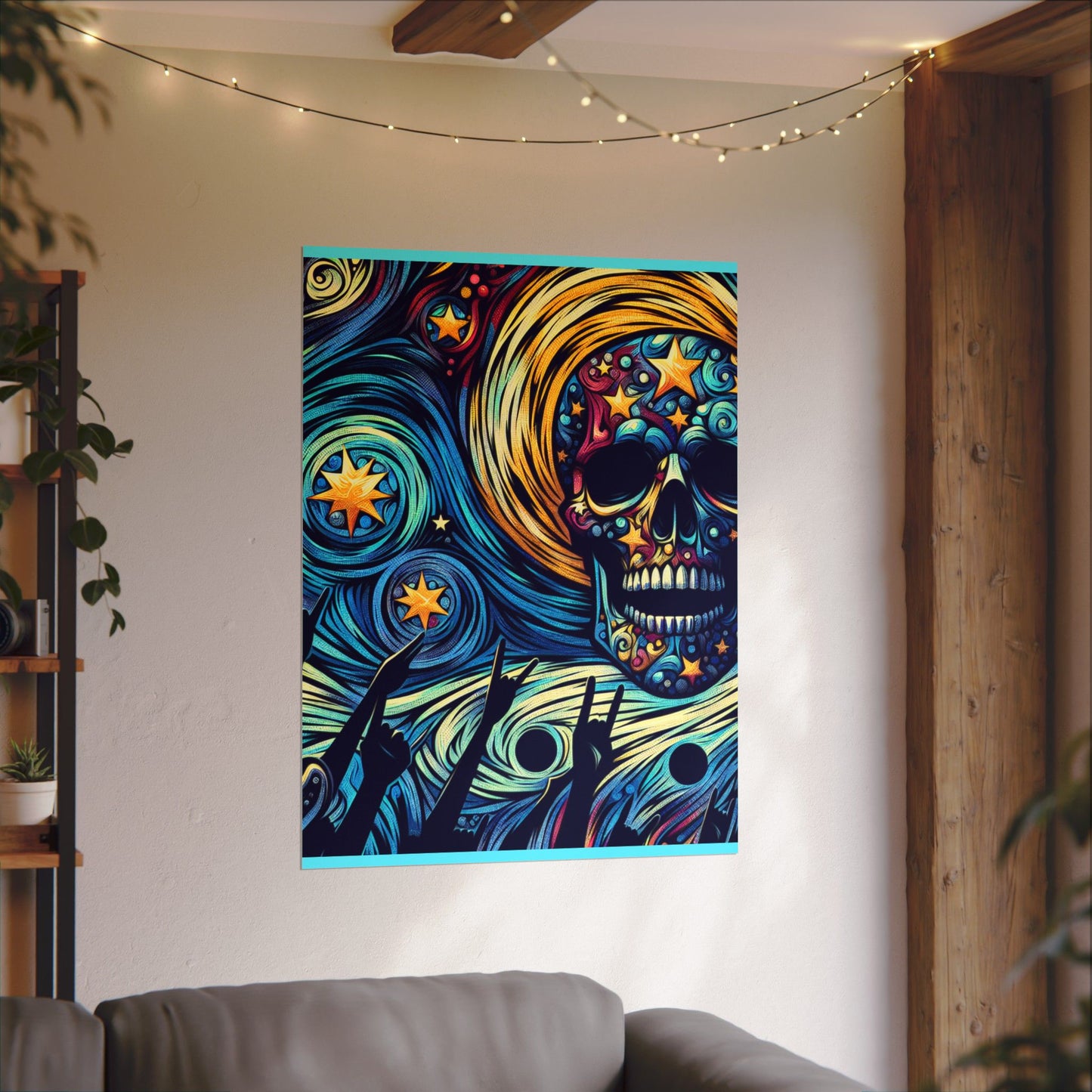 Midnight Rock N Roll Textured Watercolor Matte Posters