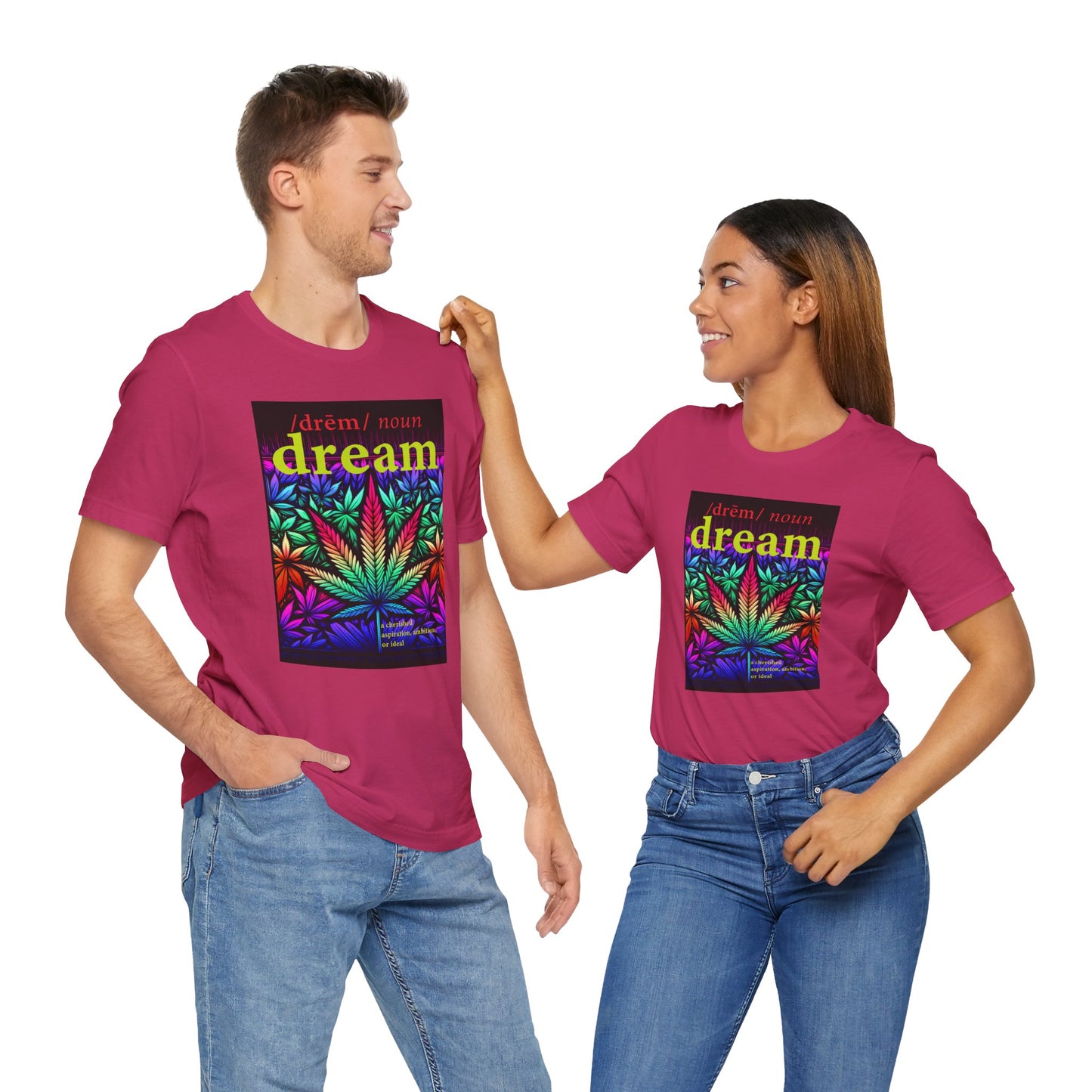Dream Inspired Unisex Jersey Tee - Vibrant Cannabis Graphic T-Shirt