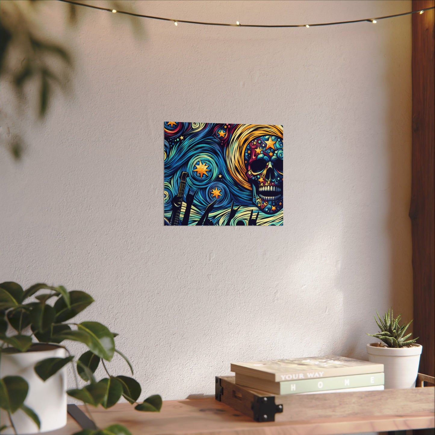 Midnight Rock N Roll Textured Watercolor Matte Posters