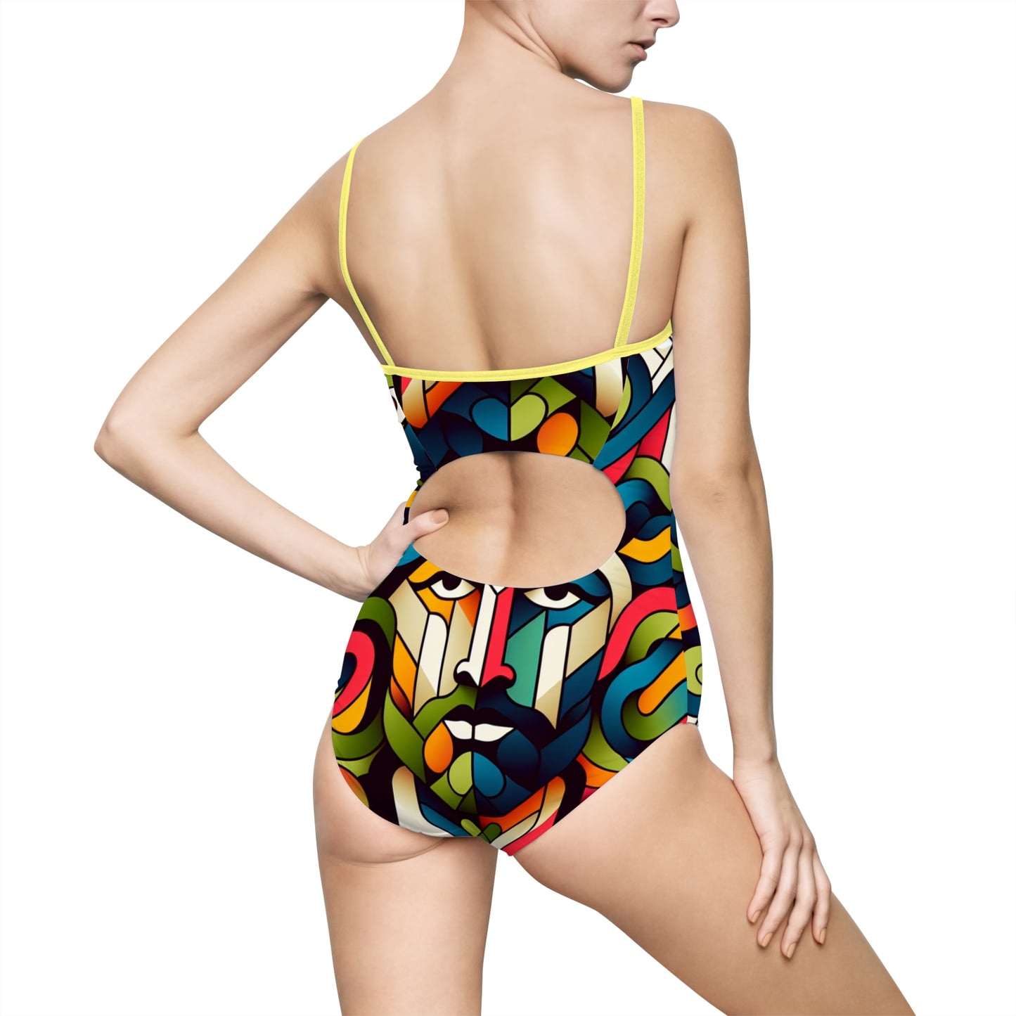 Colorful Artistic Women's One-Piece Swimsuit with Abstract Design