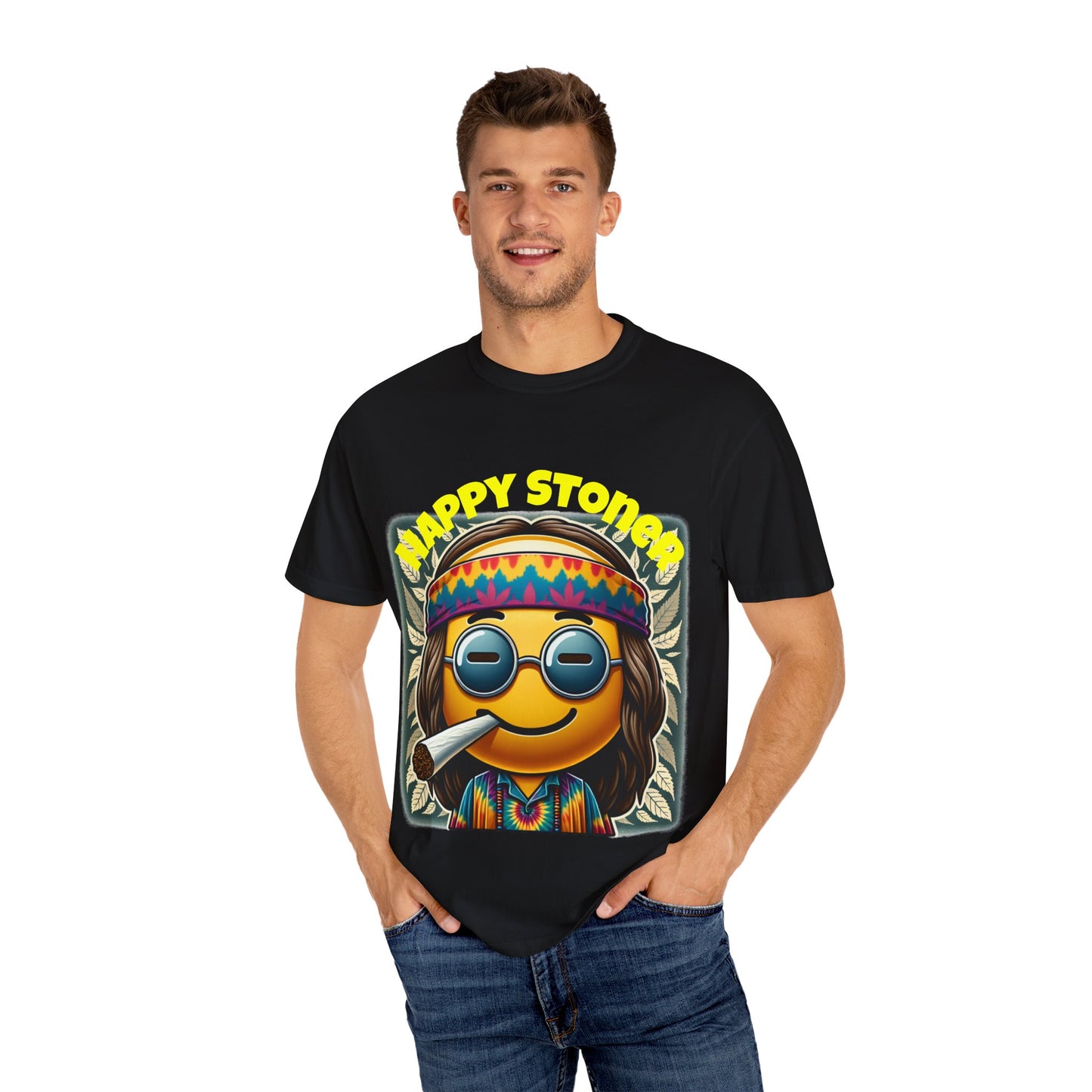 Happy Stoner Unisex Garment-Dyed T-Shirt | Chill Vibe Tee for Budding Enthusiasts