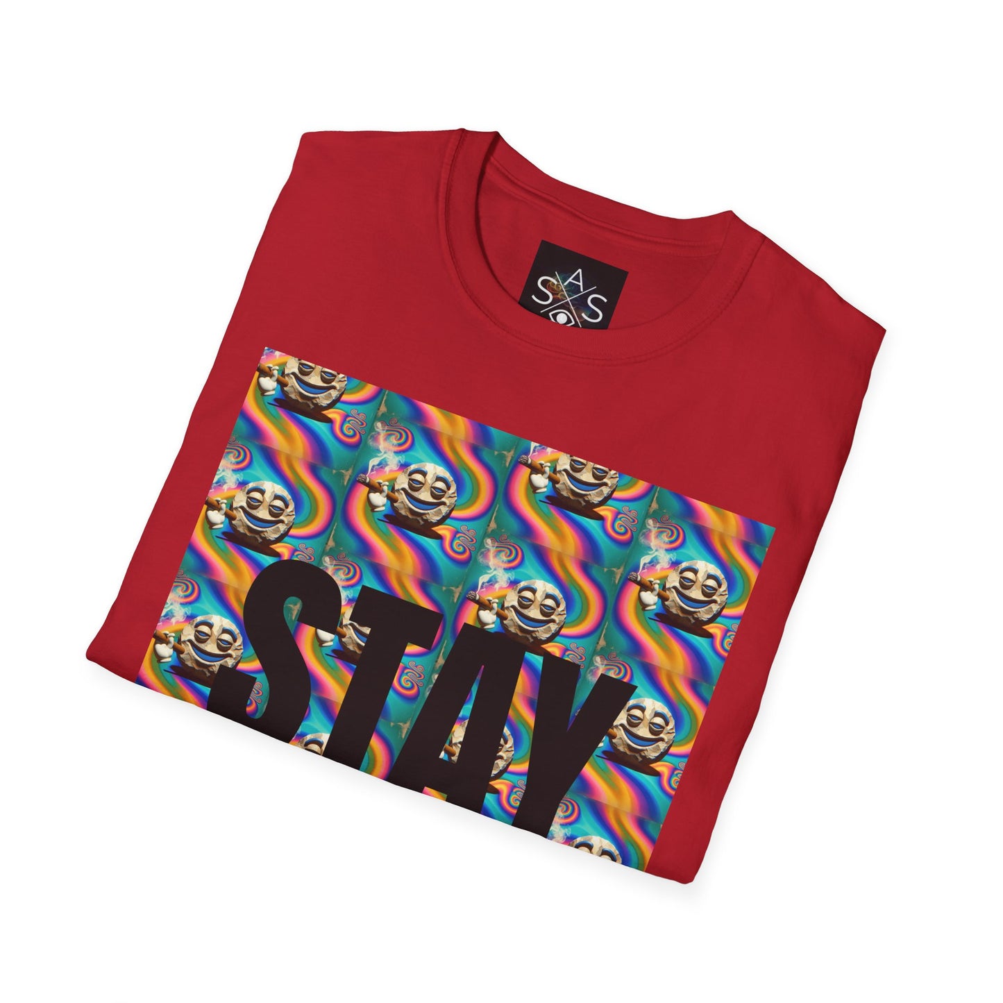 Stay Stoned Unisex Softstyle T-Shirt - Retro Vibe Graphic Tee for Fun Gatherings