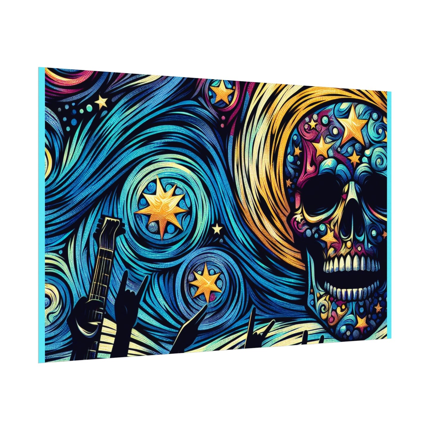 Midnight Rock N Roll Textured Watercolor Matte Posters