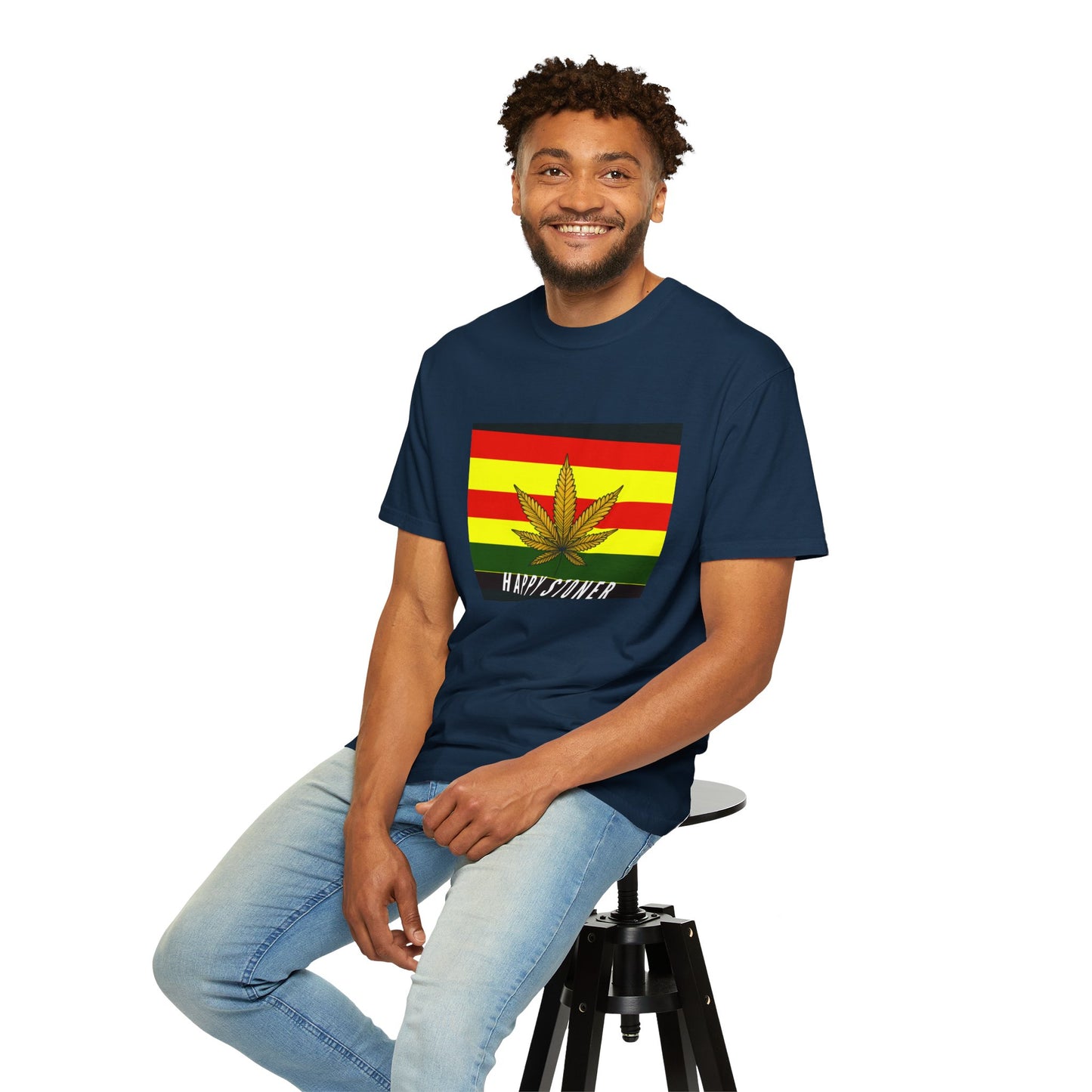 Happy Stoner Unisex Garment-Dyed T-shirt - Chill Vibes for Cannabis Enthusiasts