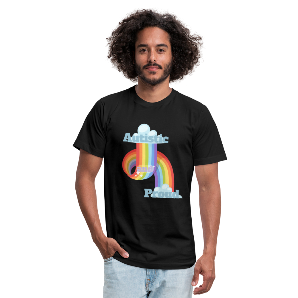 Autistic and Proud Unisex Jersey T-Shirt | Bella + Canvas - black