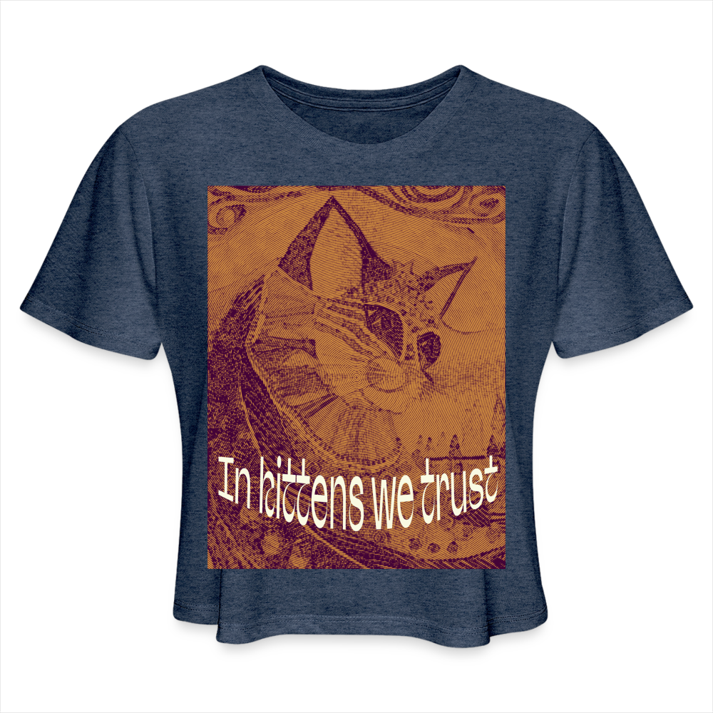 Women's Cropped T-Shirt - heather navy