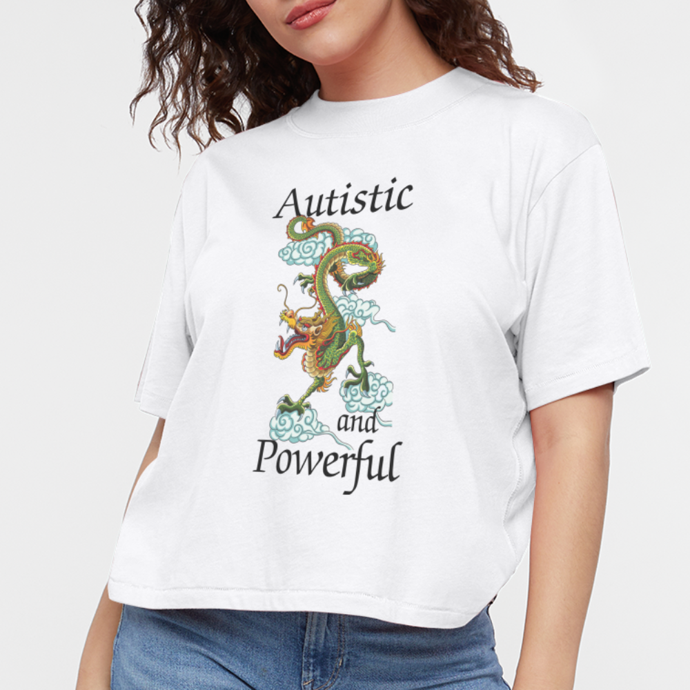 Autistic and Powerful Women's Boxy Tee - white