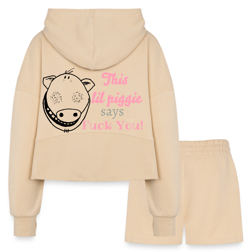 A piggie once told me Women’s Cropped Hoodie & Jogger Short Set - nude