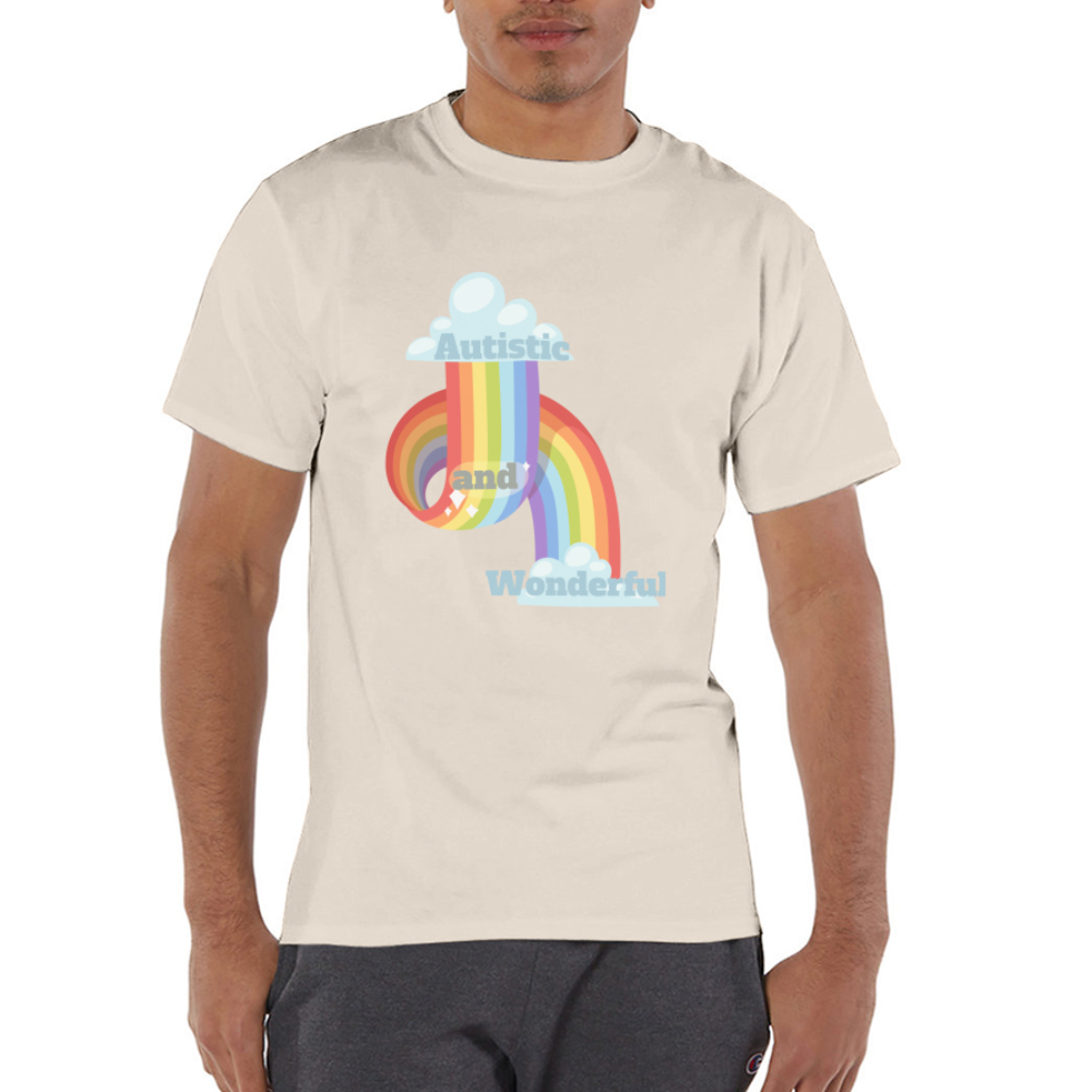 Autistic and Wonderful Champion Unisex T-Shirt - Sand