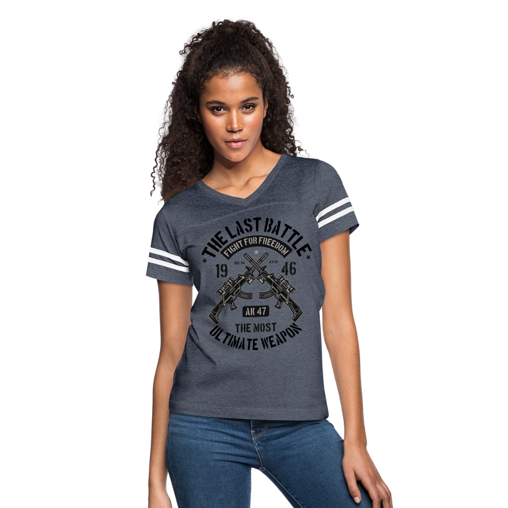 AK 47 Women's Cropped T-Shirt - vintage navy/white