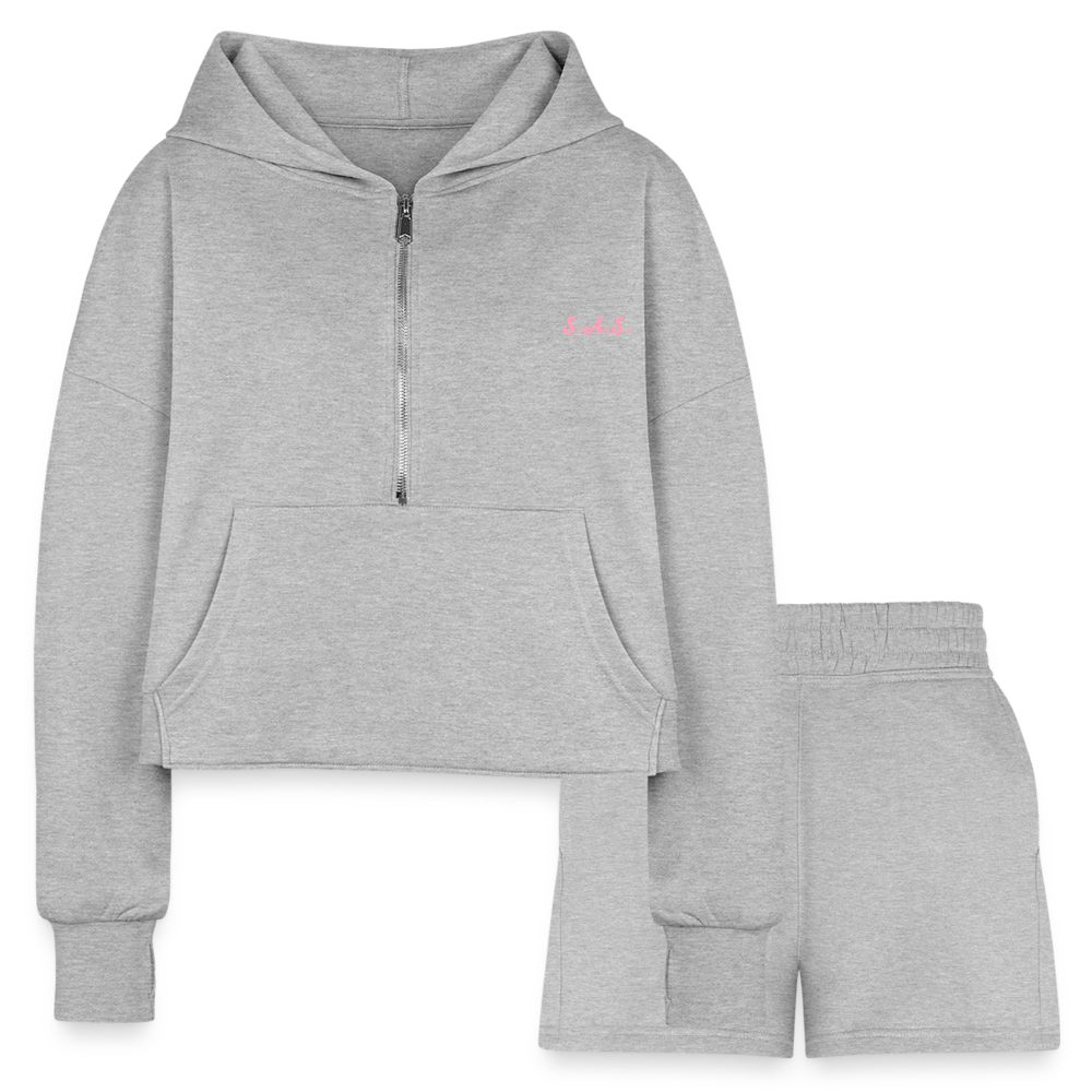 A piggie once told me Women’s Cropped Hoodie & Jogger Short Set - heather gray