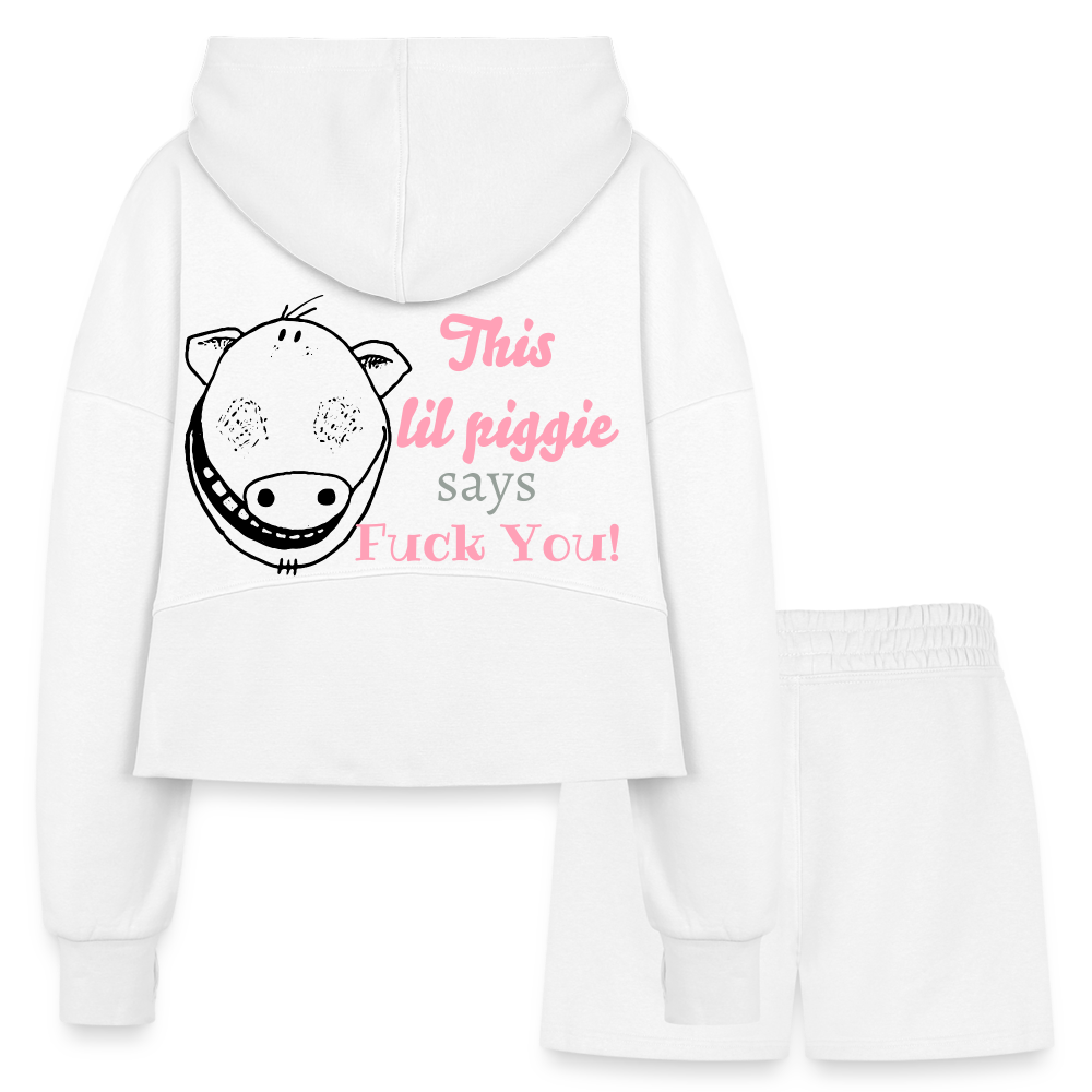 A piggie once told me Women’s Cropped Hoodie & Jogger Short Set - white