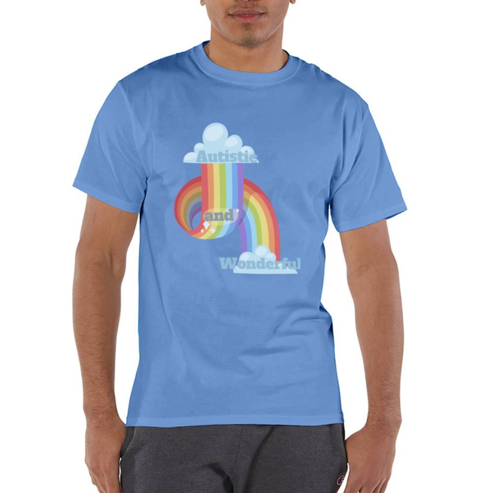 Autistic and Wonderful Champion Unisex T-Shirt - sky blue