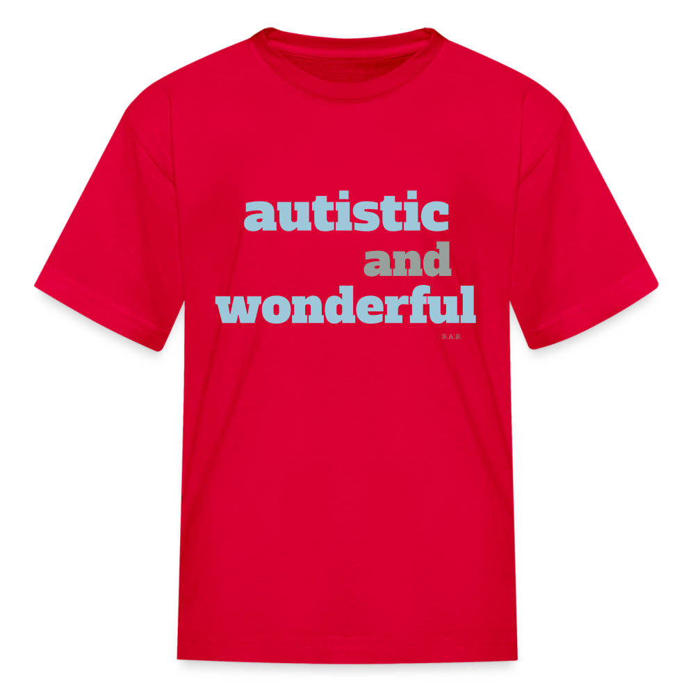 Autistic and Wonderful Kids' T-Shirt | Fruit of the Loom 3931B - red