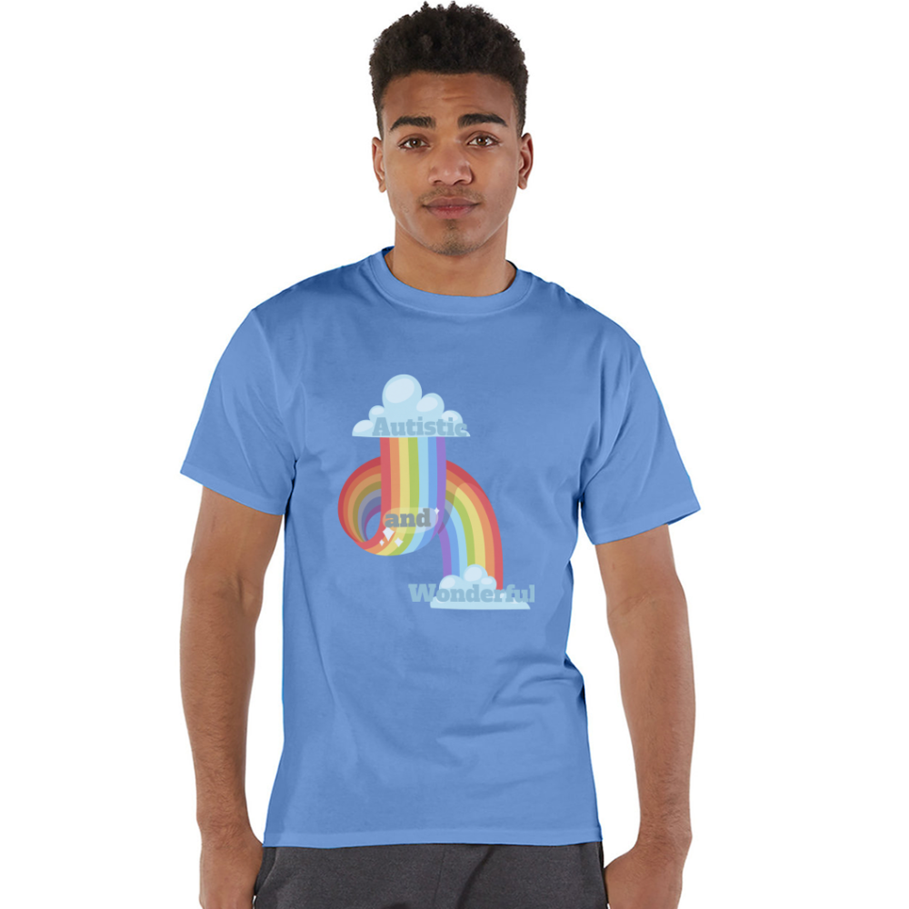 Autistic and Wonderful Champion Unisex T-Shirt - sky blue