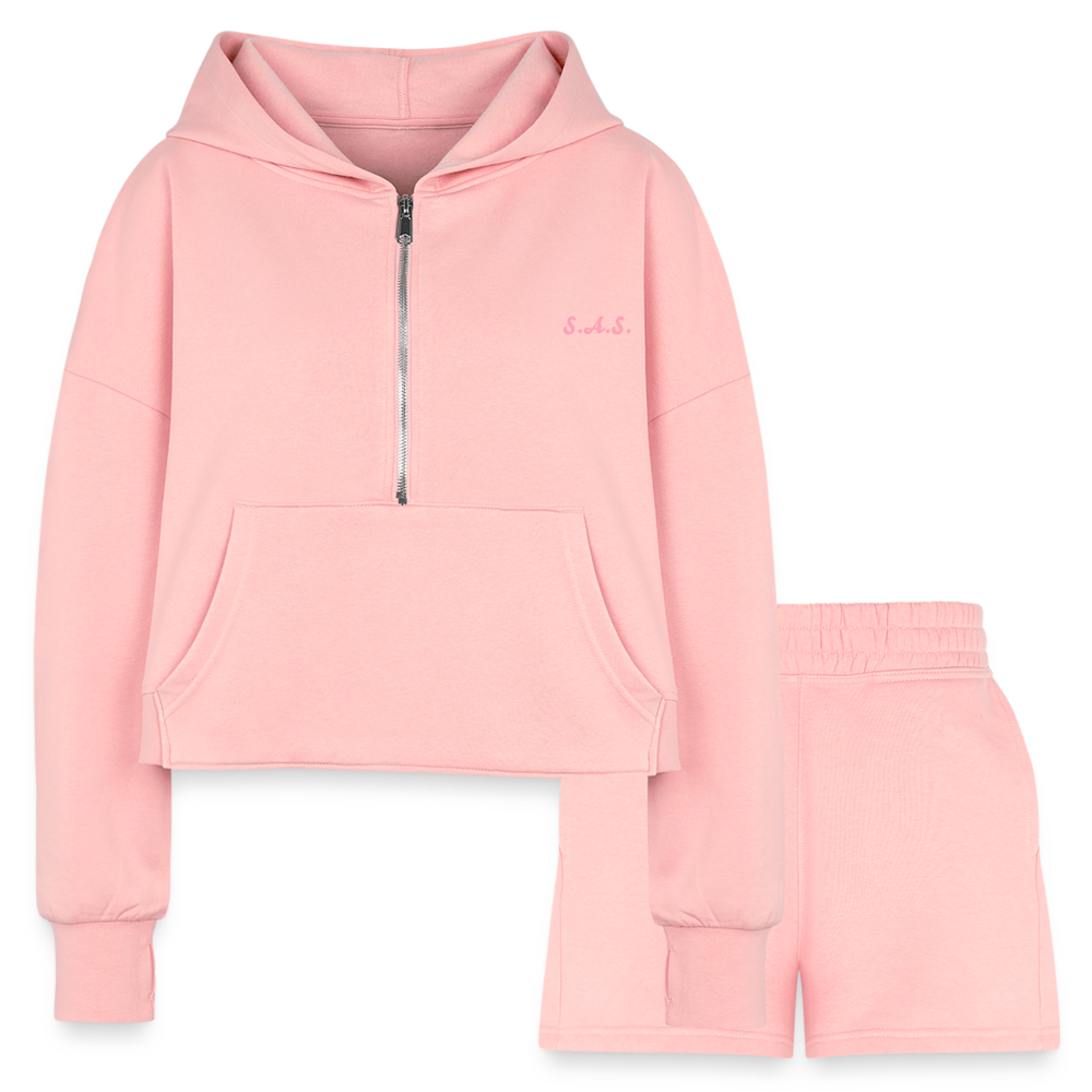 A piggie once told me Women’s Cropped Hoodie & Jogger Short Set - light pink