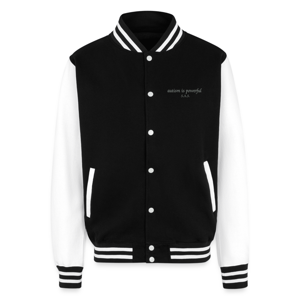 Autism is powerful Just Hoods Heavyweight Letterman Jacket - black/white