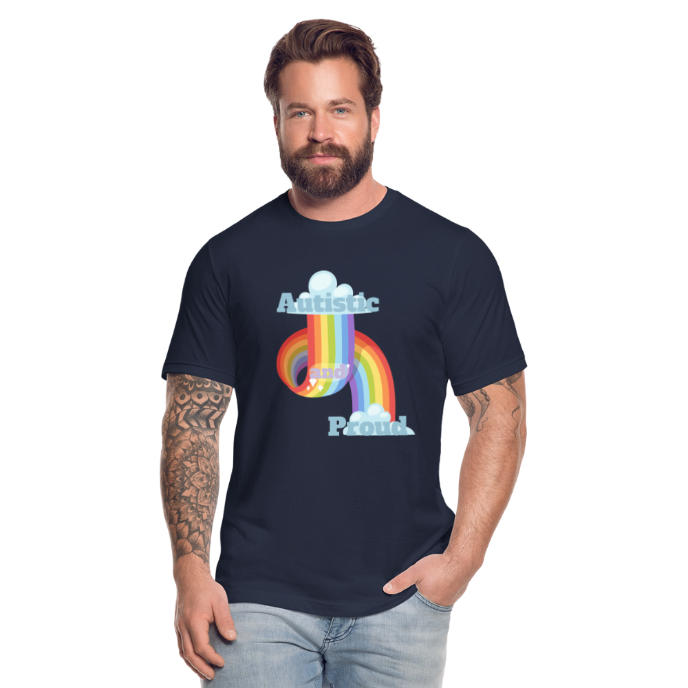 Autistic and Proud Unisex Jersey T-Shirt | Bella + Canvas - navy