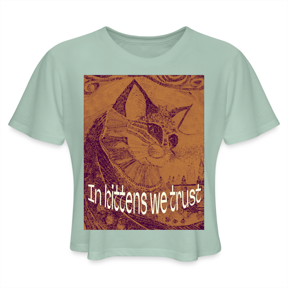 Women's Cropped T-Shirt - dusty mint blue
