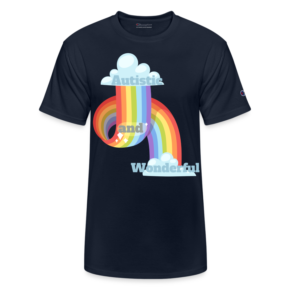 Autistic and Wonderful Champion Unisex T-Shirt - navy