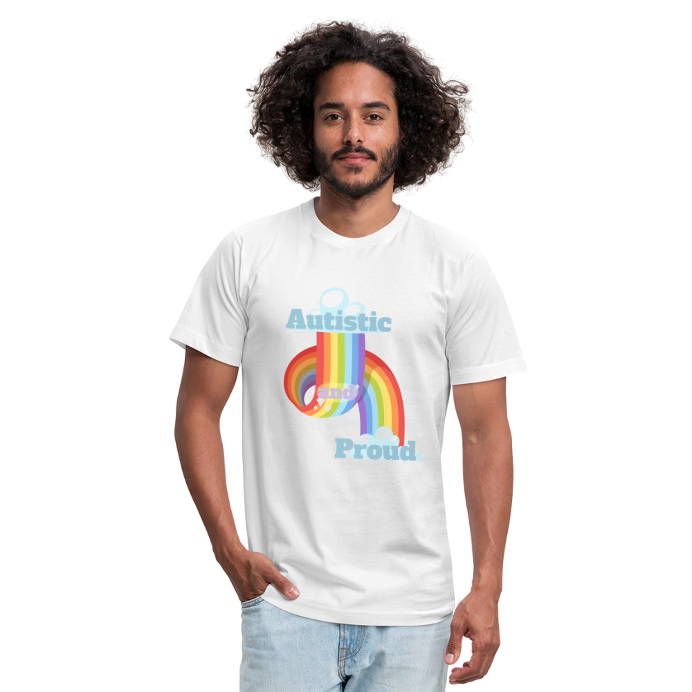 Autistic and Proud Unisex Jersey T-Shirt | Bella + Canvas - white