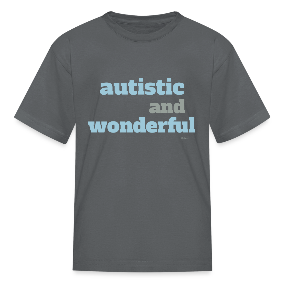 Autistic and Wonderful Kids' T-Shirt | Fruit of the Loom 3931B - charcoal