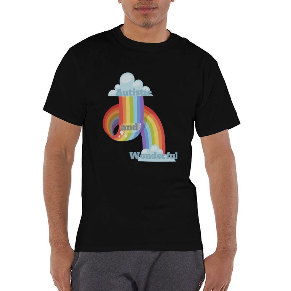 Autistic and Wonderful Champion Unisex T-Shirt - black