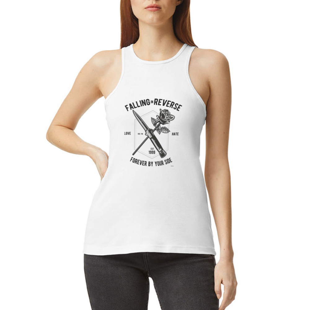 Falling in Reverse American Apparel Women’s Racerneck Tank - white