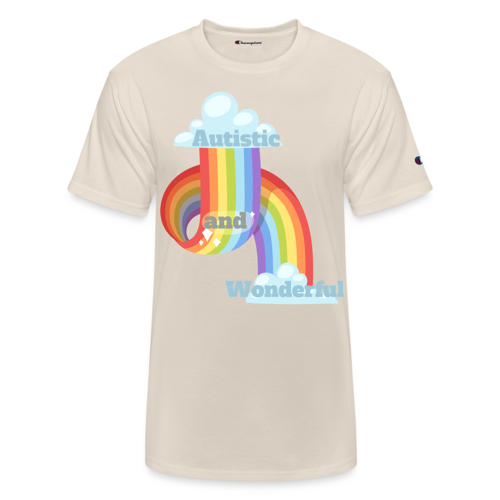 Autistic and Wonderful Champion Unisex T-Shirt - Sand