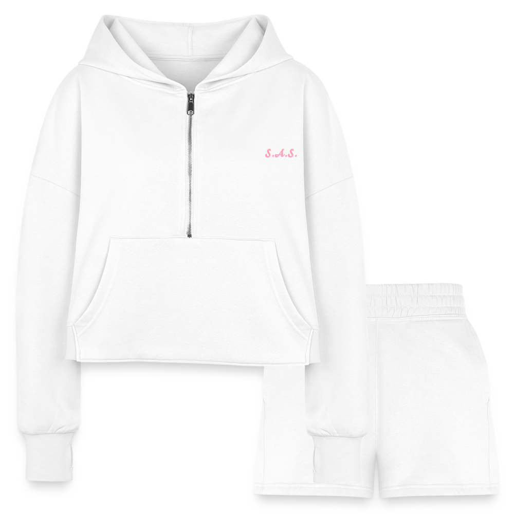 A piggie once told me Women’s Cropped Hoodie & Jogger Short Set - white