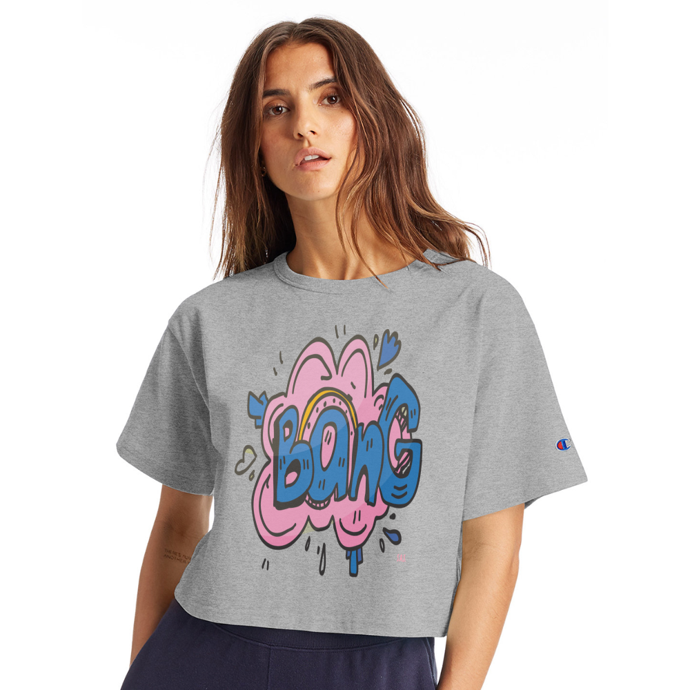 Bang Bang Champion Women’s Cropped T-Shirt - heather gray