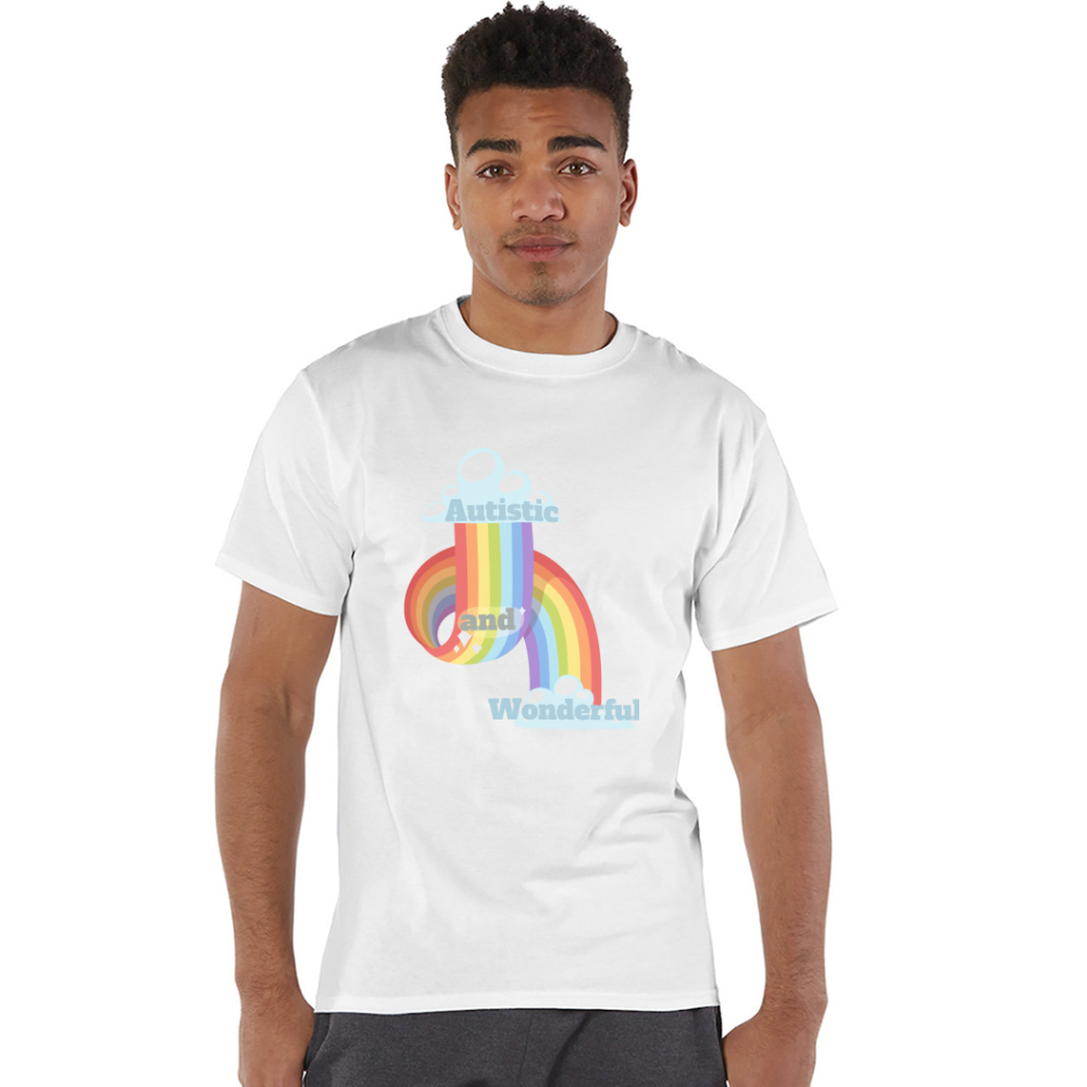 Autistic and Wonderful Champion Unisex T-Shirt - white