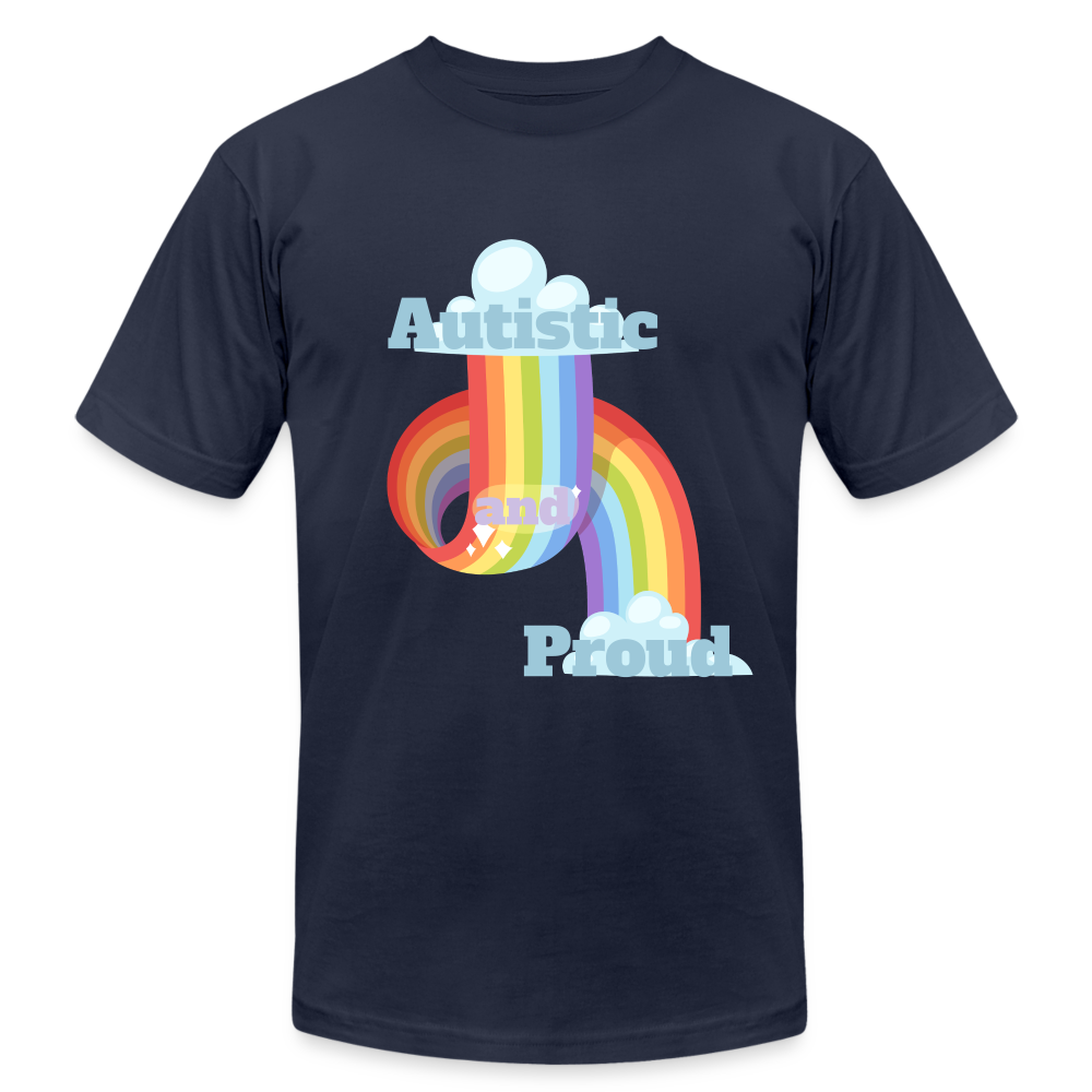 Autistic and Proud Unisex Jersey T-Shirt | Bella + Canvas - navy