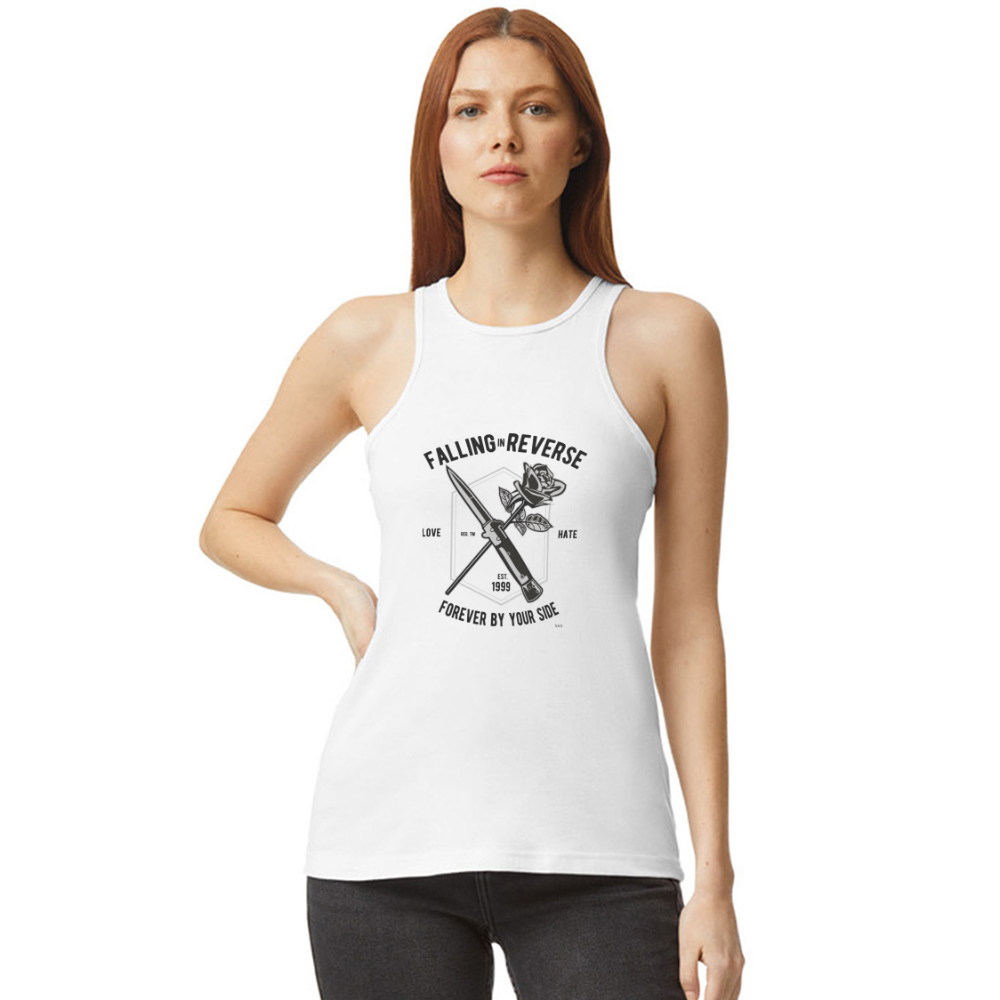 Falling in Reverse American Apparel Women’s Racerneck Tank - white