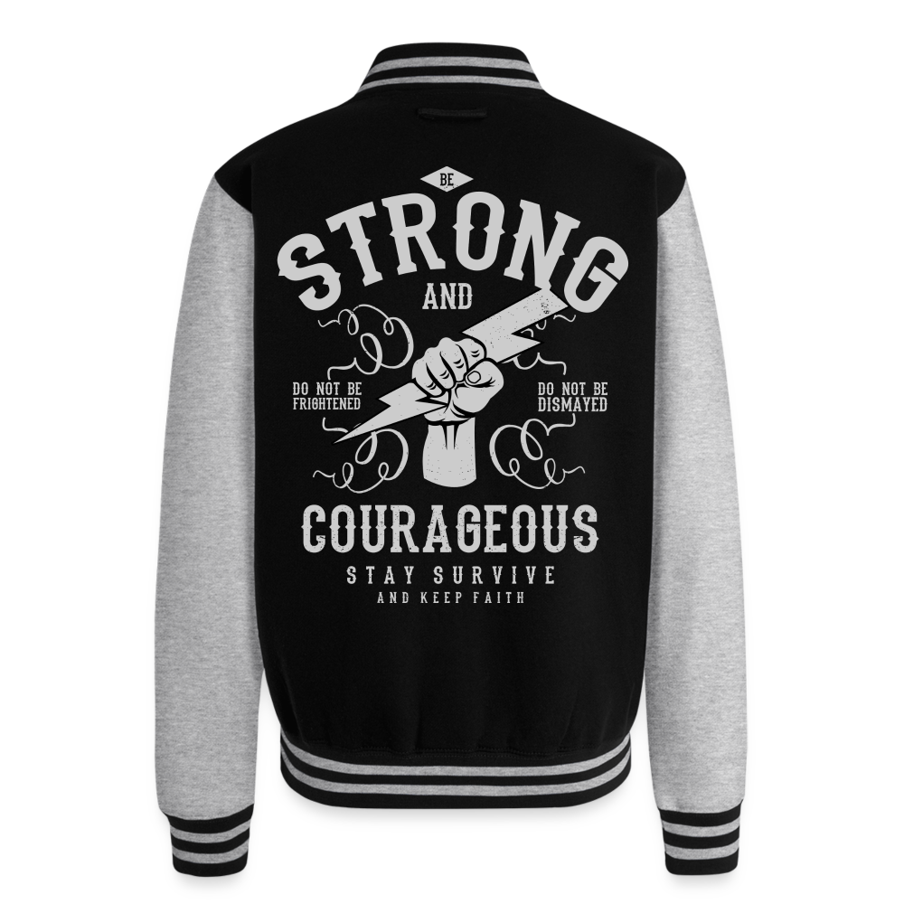 Autism is powerful Just Hoods Heavyweight Letterman Jacket - black/heather grey